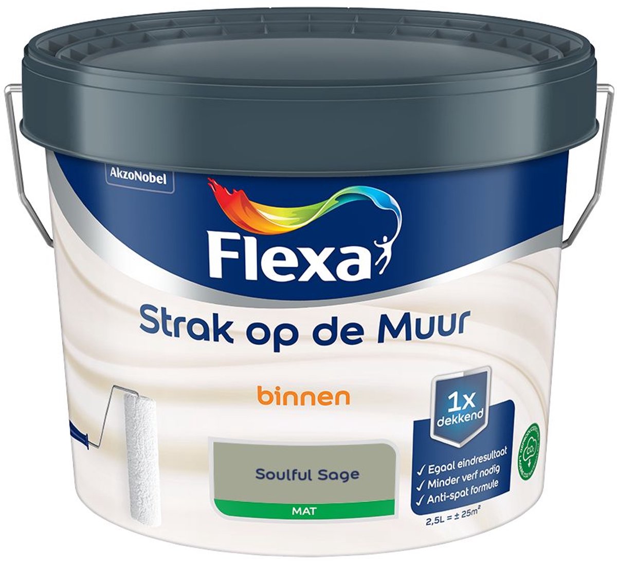 Flexa - Strak Op De Muur Binnen Mat - Soulful Sage - 2,5 L - Kleur Van Het Jaar 2027