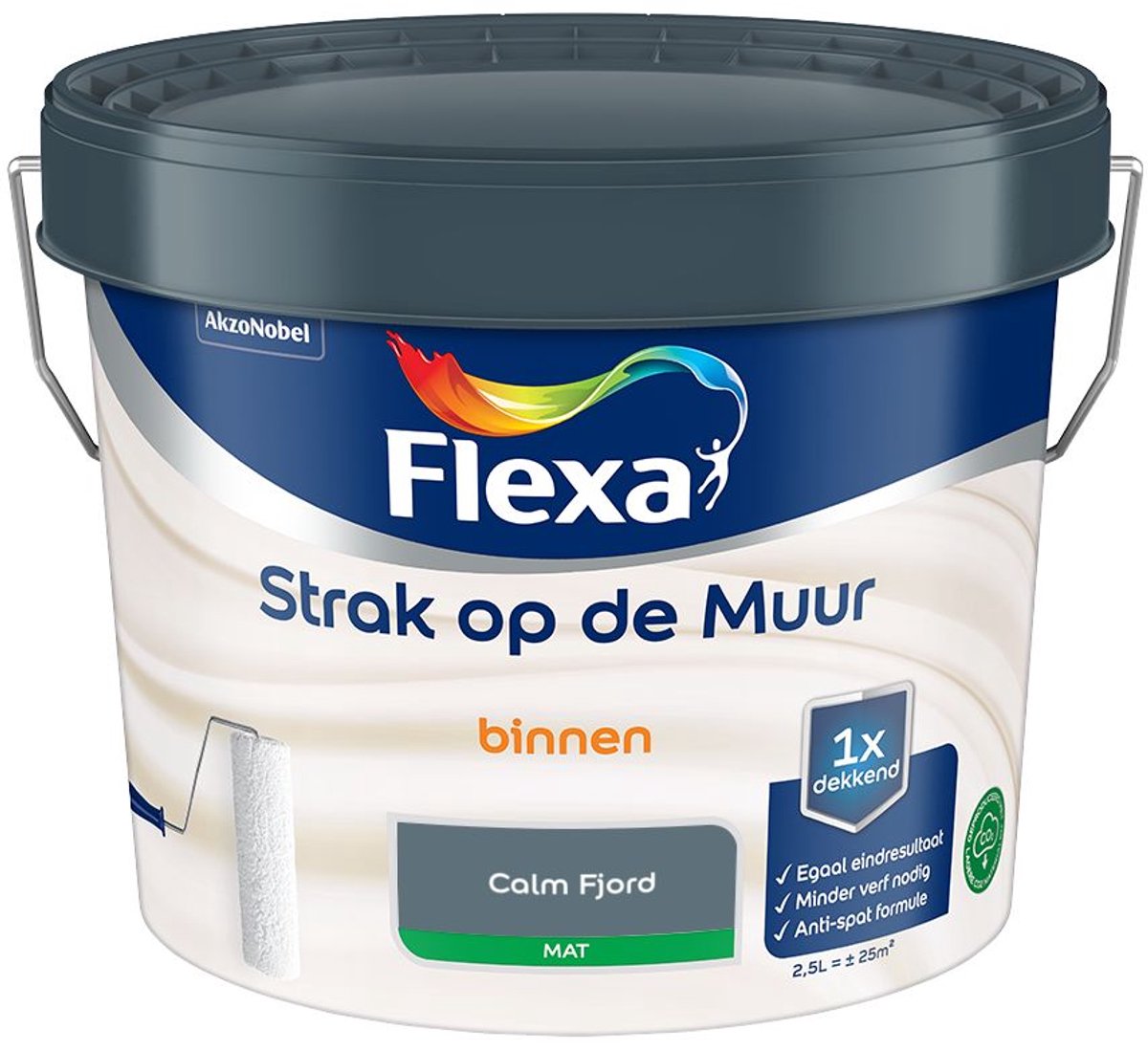 Flexa - Strak Op De Muur Binnen Mat - Calm Fjord - 2,5 L - Kleur Van Het Jaar 2027