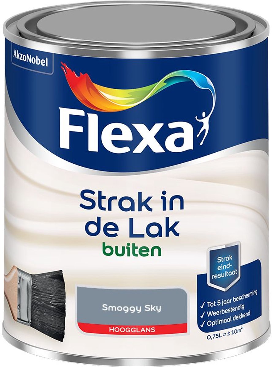 Flexa - Strak In De Lak Buitenlak Hoogglans - Smoggy Sky - 750 Ml - Kleur Van Het Jaar 2027