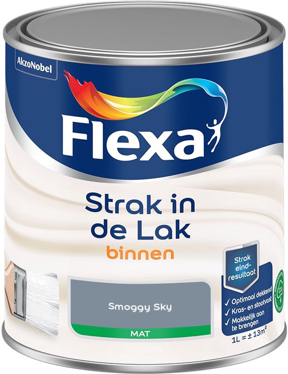 Flexa - Strak In De Lak Binnenlak Mat - Smoggy Sky - 1 L - Kleur Van Het Jaar 2027