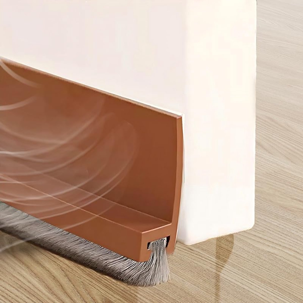 Bruine siliconen tochtstrip voor de deur (100 cm) – Bescherming tegen geluid, kou, vocht en insecten – Deurafdichting met borstel