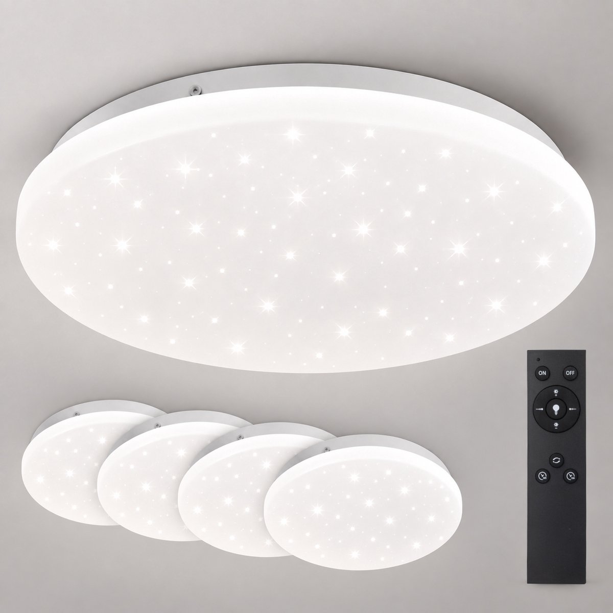 LOVHAUS 4x LED Plafonnière met Sterrenhemel – 28 cm 24W – 2400LM – Instelbare Lichtkleur – Met Afstandsbediening