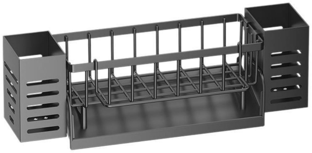 SSTRWGOOD Afdruiprek - Keukenorganizer met Opbergvak - 35x12x13,5cm - Kunststof - Geschikt voor Keuken, Badkamer en Utility - Ruimtebesparend met Ventilatie - Incl. Houder voor Spons en Theedoek
