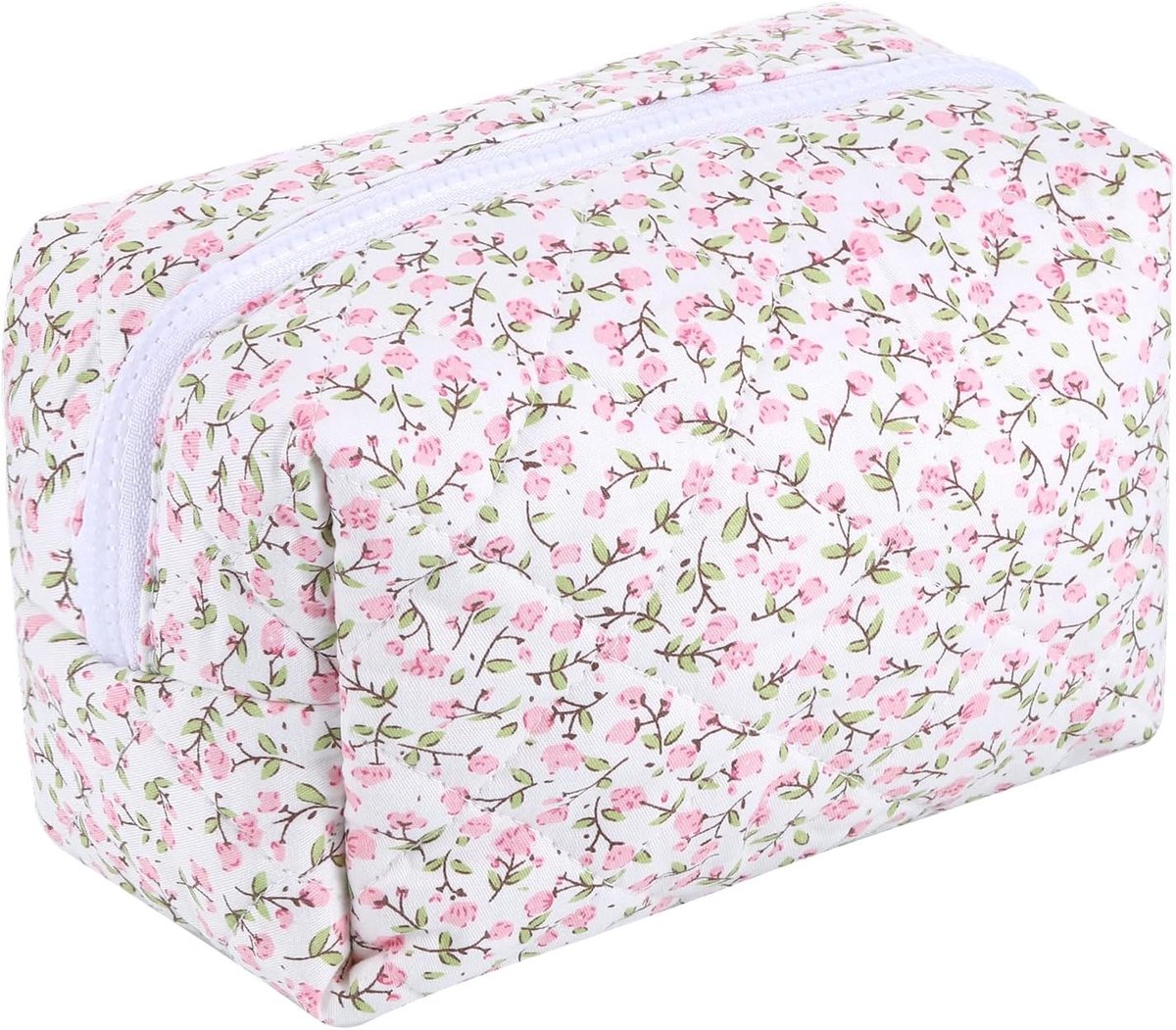 Grote Capaciteit Bloemige Make-up Tas voor Reizen, Schattige Katoenen Make-up Organizer voor Vrouwen en Meisjes, Ideaal voor Schoonheid en Accessoires