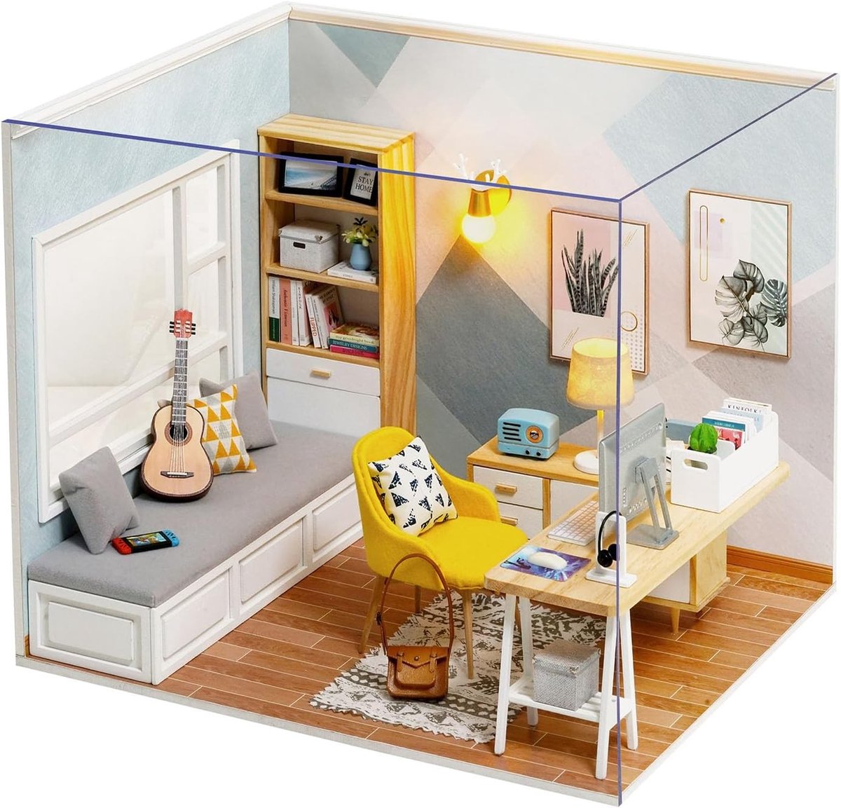 Miniatuur poppenhuis met meubels - DIY poppenhuis voor creatief spel en decoratie