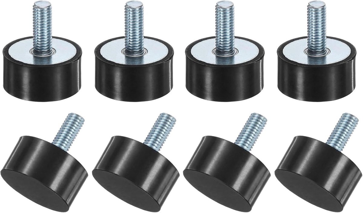 8 Stuks Rubber Houders D 40mm x H 20mm Male Cilindrische Vibration Dampers Schokdempers met Draadstangen M10 x 25mm voor Luchtcompressor, Auto en Boot