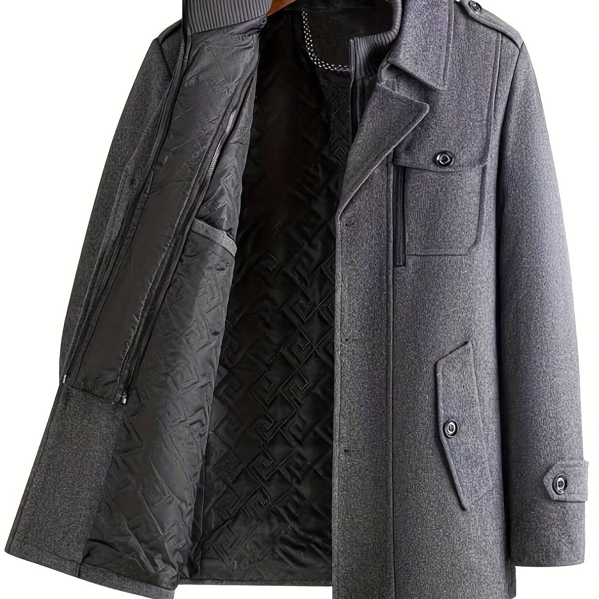 Currero Winterjas Parka Heren Lange Jas Mannen Wintermantel Overjas Gewatteerd Waterdicht Winter Stijlvol Mantel Volwassen Grijs