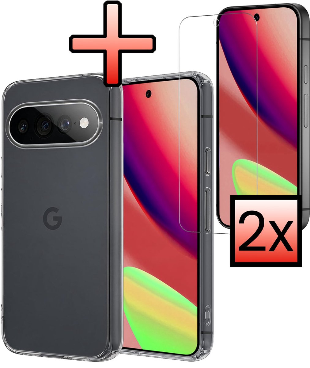 Hoesje - Met 2x Screenprotector - Geschikt voor Google Pixel 11 Pro XL - Sterk & Shockproof - Back Cover - Siliconen Case - Telefoon Hoes - Transparant