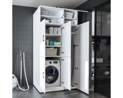 Roomart DORA-II Wasmachine Ombouwkast 115x230 cm met Opzetkast - Wit