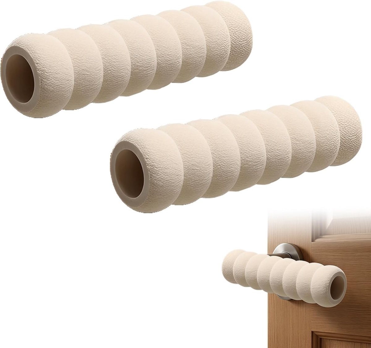 Deugdelijke wandbescherming en deurklinkbuffers, set van 2, antistatisch en zacht schuimrubber in beige voor optimale bescherming tegen deuken en krassen