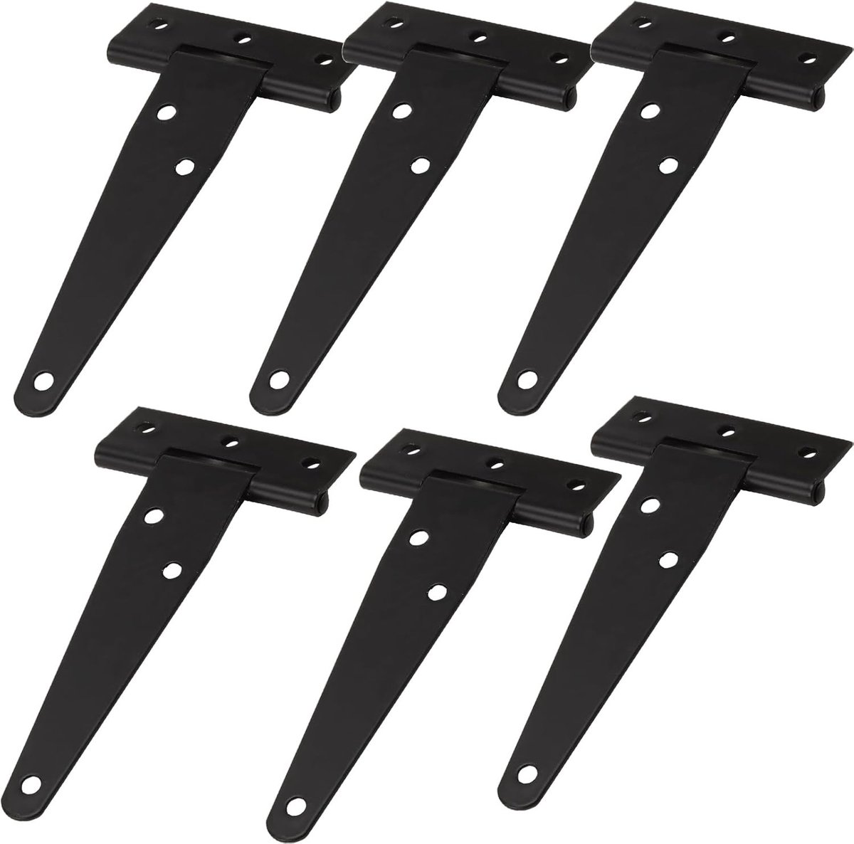 Zware metalen T-hengsels voor tuinpoorten - 12 stuks, 10 cm, extra dik, inclusief schroeven, ideaal voor schuren en deuren