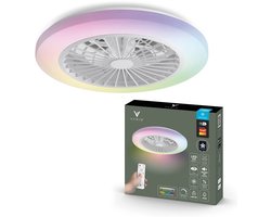 Varin® Smart Ventilator met verlichting - Transparant - Tuya Wifi - LED RGBW - Ø 50cm - Super stil - Afstandsbediening smart lamp - Plafondlamp slaapkamer - Plafonniere woonkamer - Plafondlampen - Plafond lamp - Verlichting kinderkamer - Ventilator