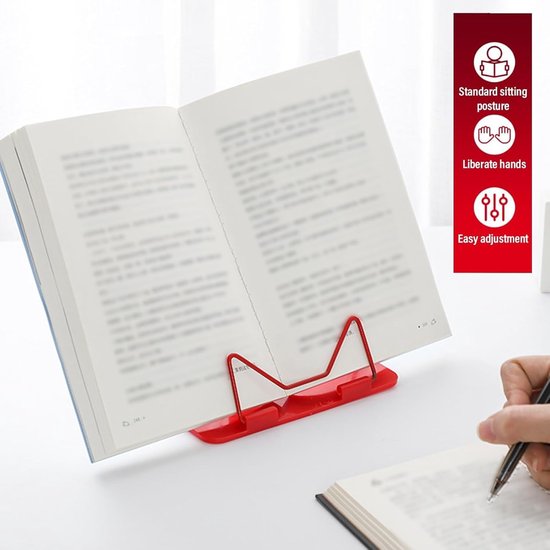 Verstelbare Boekhouder Set van 2 Stuks (Groen en Rood) - Lichtgewicht en Opvouwbaar voor Kookboeken, Notities en Tablets - Ideaal voor Thuis, Kantoor en School — afbeelding 4
