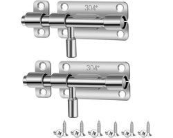 Set van 2 RVS Deursloten, 4 Inch Kleine Doodsklink, Dubbelzijdige Deurslot voor Badkamer, Keuken en Slaapkamer
