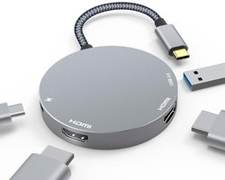 Adaptateur USB C vers double HDMI, adaptateur HDMI pour double moniteur USB Type C 4K @60Hz, hub adaptateur multiprocesseur USB C adapté pour MacBook/Chromebook/SurfaceBook/XPS/ordinateur portable/téléphone portable Galaxy/plus (4-en-1)