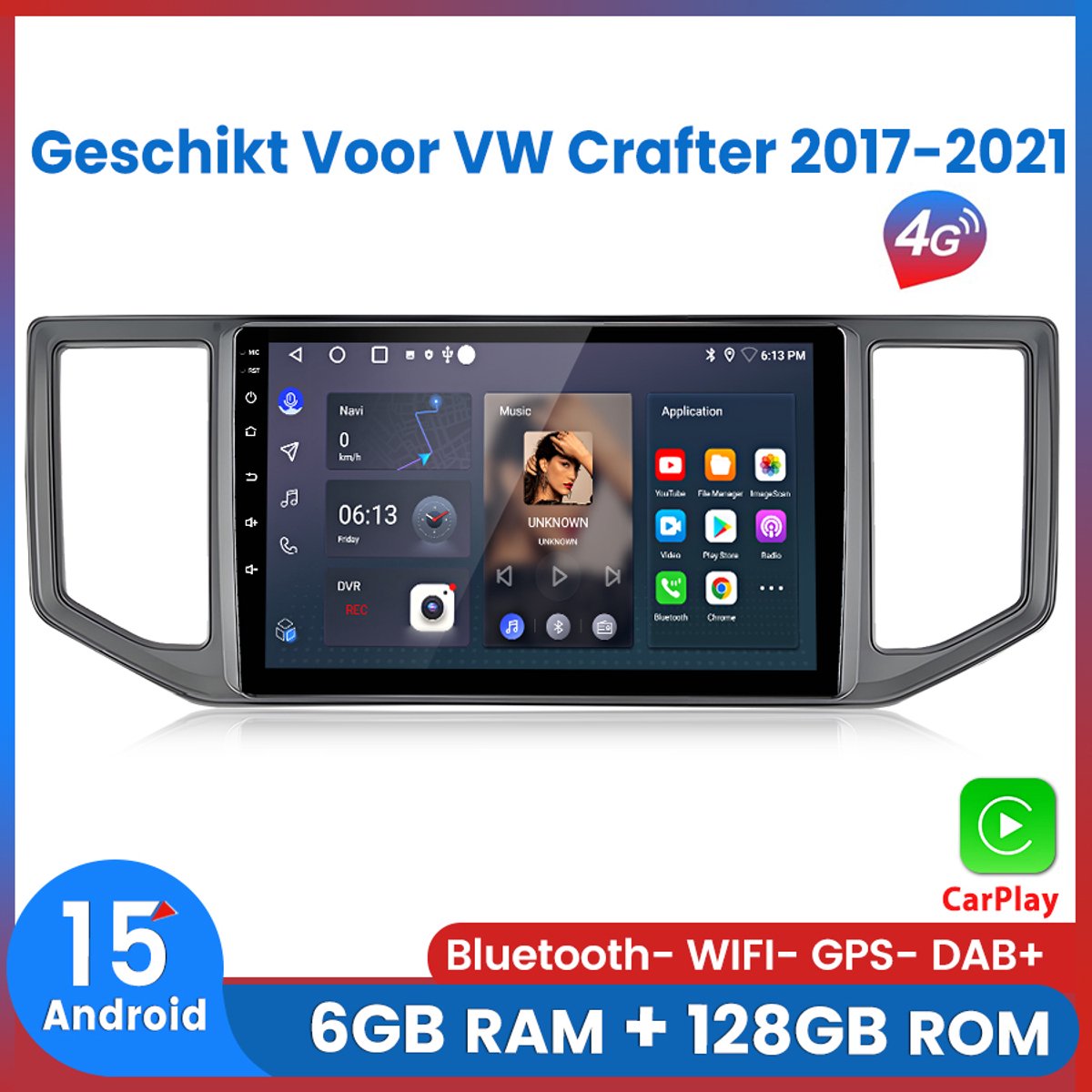 Awesafe 6+128GB Android15 8-Kern Carplay Autoradio - Geschikt Voor VW Volkswagen Crafter 2017 t/m 2021 - Draadloze Carplay Android Auto - Touchscreen - GPS Navigatie 4G WiFi - Bluetooth Radio - 2017 2018 2019 2020 2021