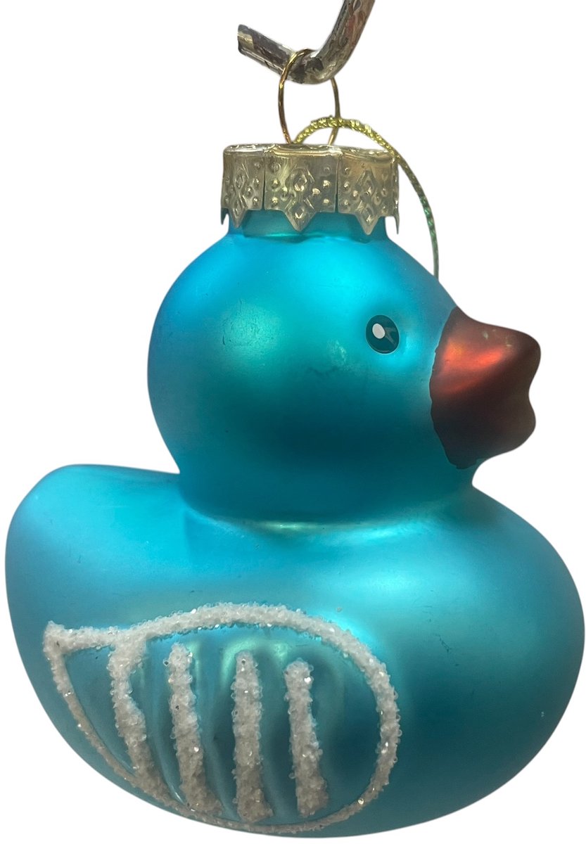Badeend Kerstbal Ducky – Blauw – Glazen Kersthanger – 8 x 7 x 7 cm