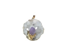 Ruwe amethist hanger met bladgoud