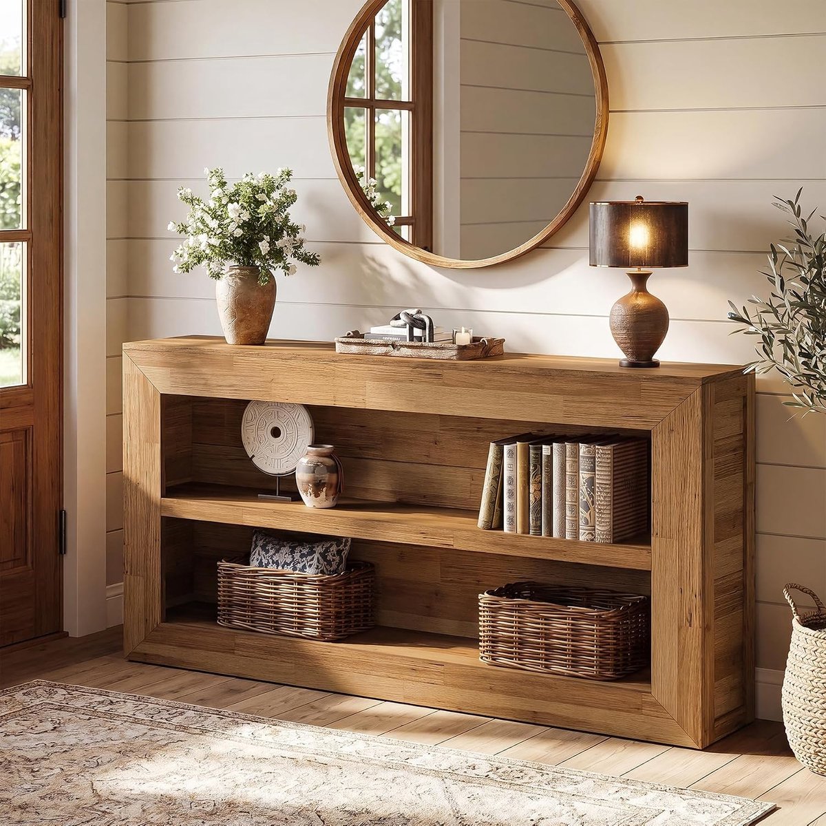 Tribesigns Consoletafel - Smalle Sidetable met twee niveaus - Bruin - 160 x 30 x 90 cm - Console Tafel voor Hal, Woonkamer, Entree