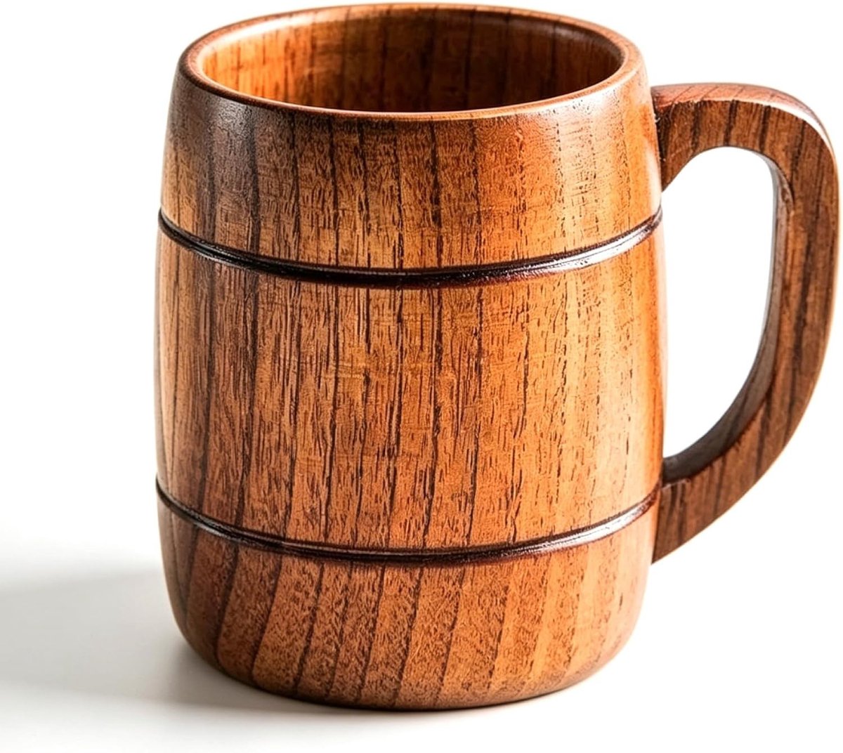 Houten Bierpul van 350 ml met Handvat, Retro Koffiemok voor Bier, Thee en Wijn, Origineel Cadeau voor Bierliefhebbers