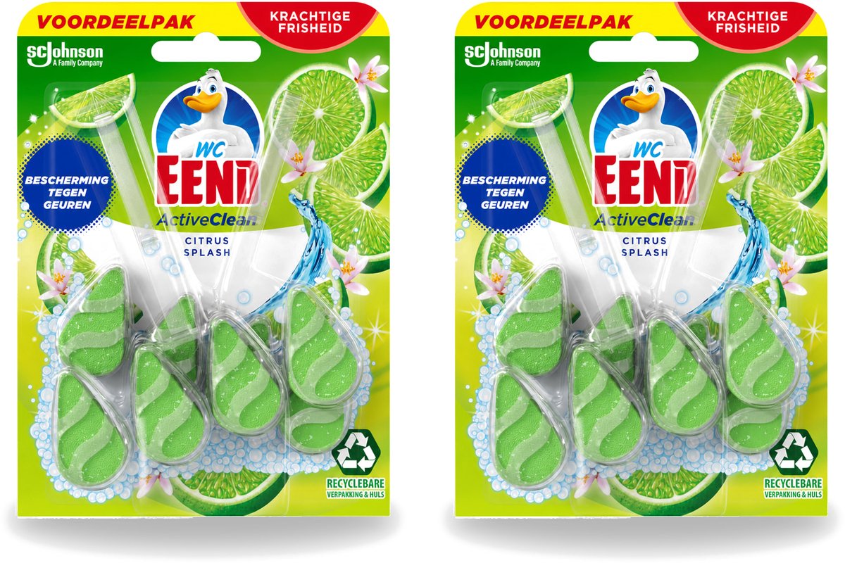 2 x WC Eend - Active Clean Citrus - Toiletblok Duopack - Krachtige Citrusgeur - 2 Toiletblokken - Voordeelverpakking - 2 stuks