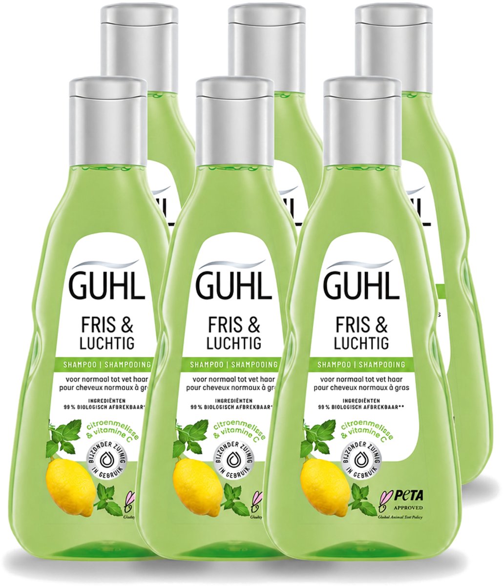 6 x Guhl - Shampoo - Fris & Luchtig - 250 ml - Voordeelverpakking - 6 stuks