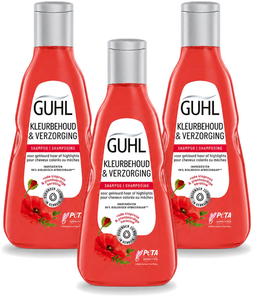3 x Guhl - Shampoo - Kleurbehoud & Verzorging - 250 ml - Voordeelverpakking - 3 stuks