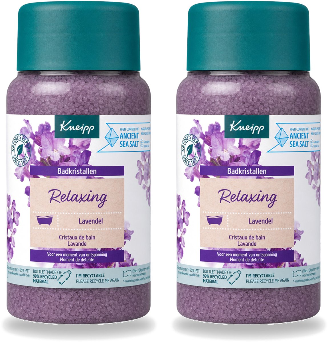 2 x Kneipp - Badzout - Badkristallen - Lavendel - 600 g - Voordeelverpakking - 2 stuks