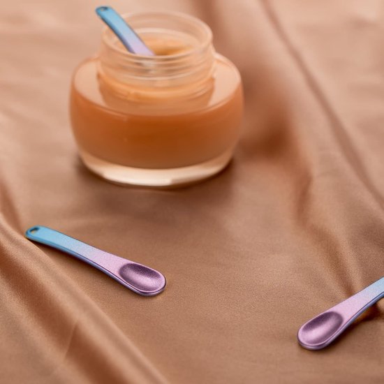 Spatels, cosmetica, mini-lepels, schep voor crèmespatel, make-up spatel, maskers, lippenstift (paars verloop) — afbeelding 3