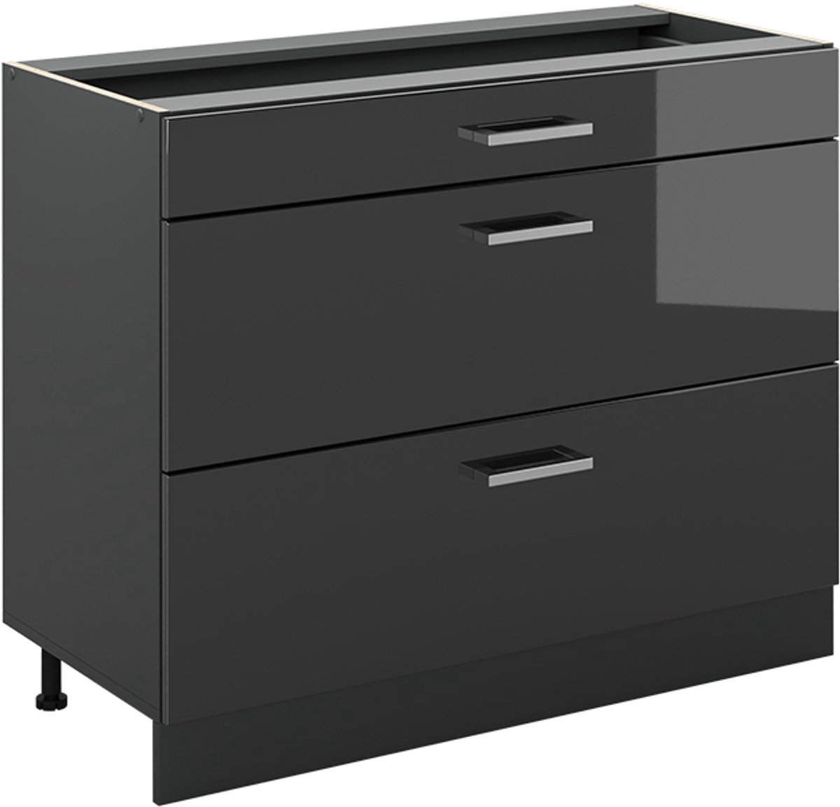 Vicco Keukenonderkast R-Line, Antraciet Hoogglans/Antraciet, 100 cm zonder werkblad