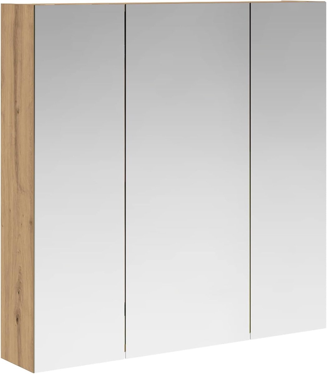 Badkamer spiegelkast handwerk eiken 70 x 14,5 x 70 cm, spiegelkast badkamer wandspiegelkast voor familie badkamer kleedkamer 889094