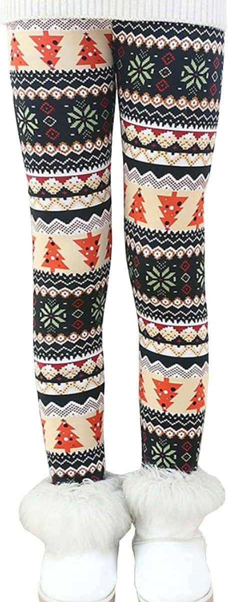 Dikke, warme, lange broek voor in de winter, voor meisjes, met fleece gevoerde, bedrukte legging, B#, 9-10 Jaren