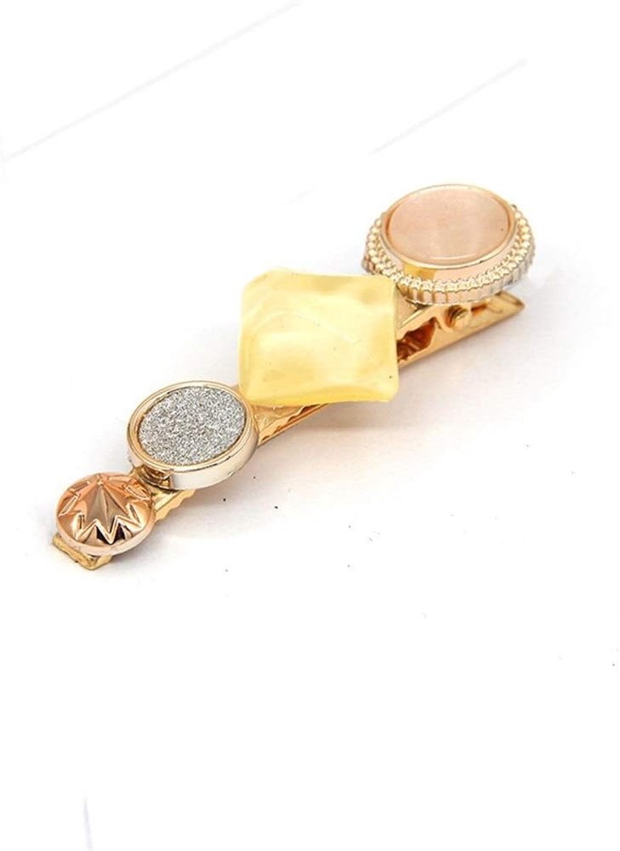 Haarspeld vrouwelijke hoofdtooi wild hairpin snoep kleur hars patroon woord clip kant clip eendenbek clip haaraccessoires vrouwen (Color : Yellow)