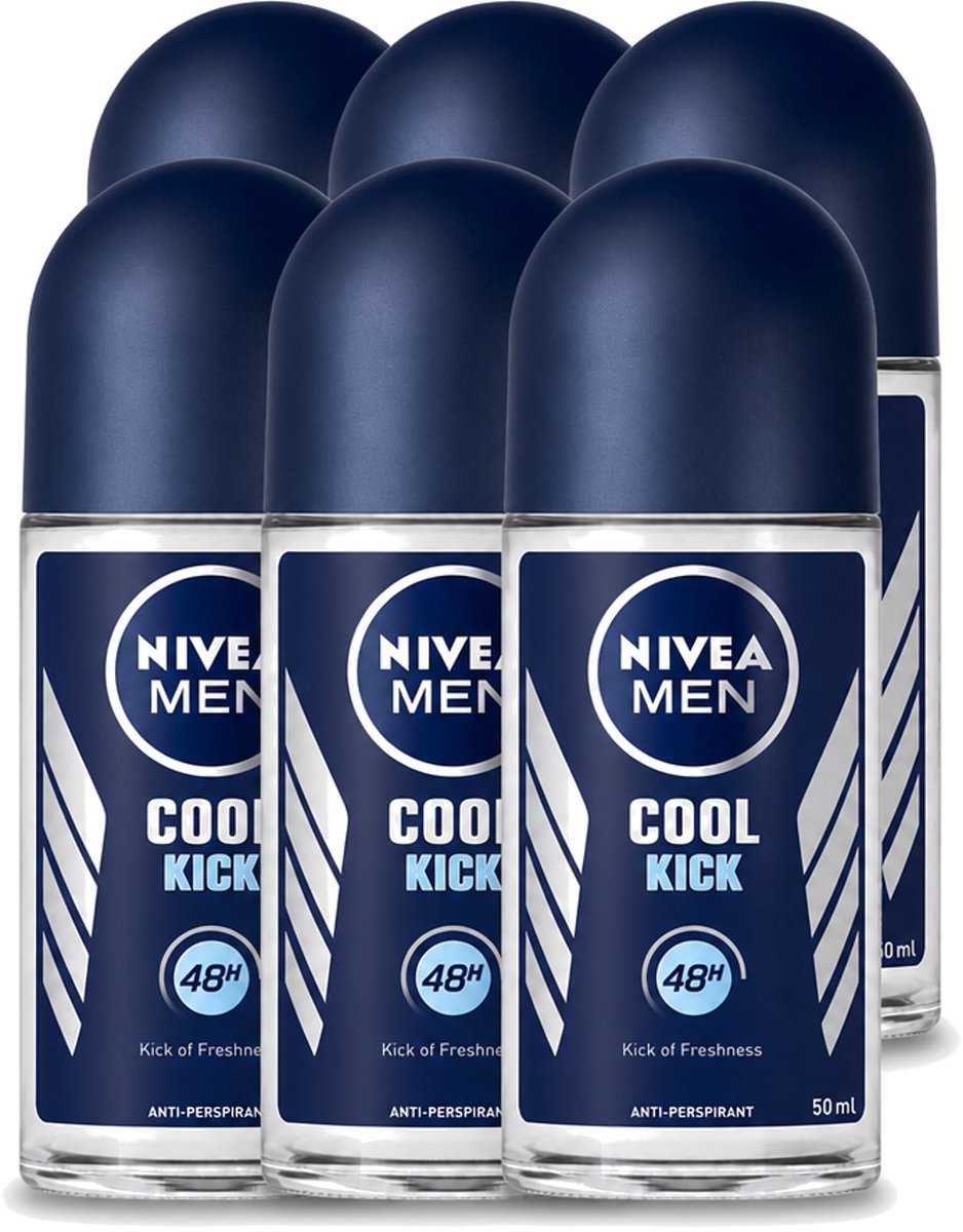 6 x Nivea - Deo Roll-On - Men - Cool Kick FM - Anti-Transpirant - 50 ml - Voordeelverpakking - 6 stuks