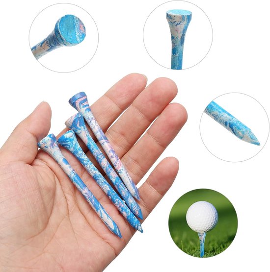 60 Stuks Biologische Golf Tees van Bamboe 70mm - Duurzame Golfaccessoires met Lage Wrijving en Curved Top — afbeelding 2