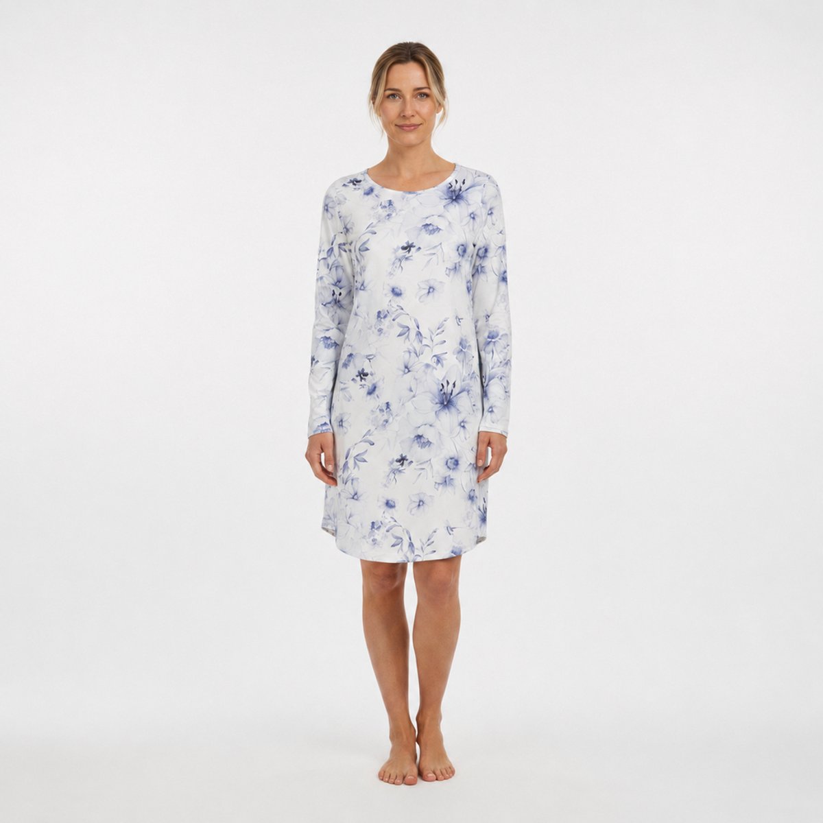 Ringella Blue Flowers – Nachtkleed – 6511042 – Pearl – Wit
