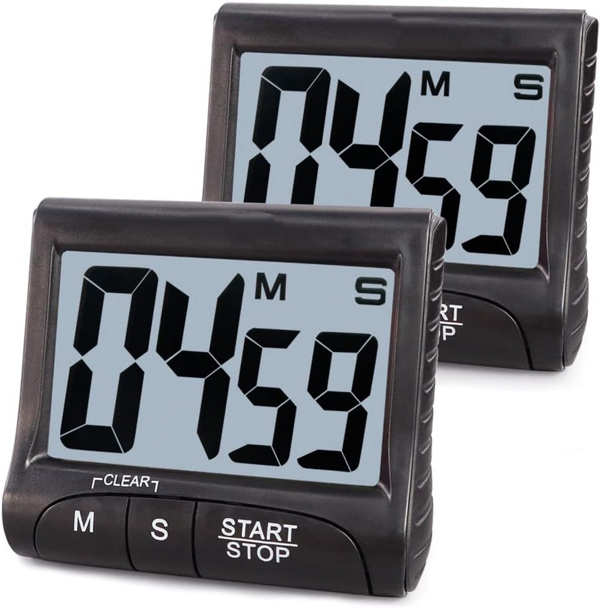 2 Stuks Grote LCD-keukentimer - Digitale Timer - digitale kookwekker - keuken timer - keukenwekker - Kookwekker - Time timer -Timer - Digitale afteltimer - Magnetische digitale timers - kooktimers - Keukentimer - Zwart - TENGYIF®