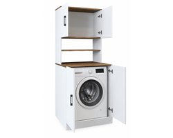 Roomart ATLANTIC-I Wasmachine Ombouwkast 70x180 cm - Overbouwkast - Wit Eiken