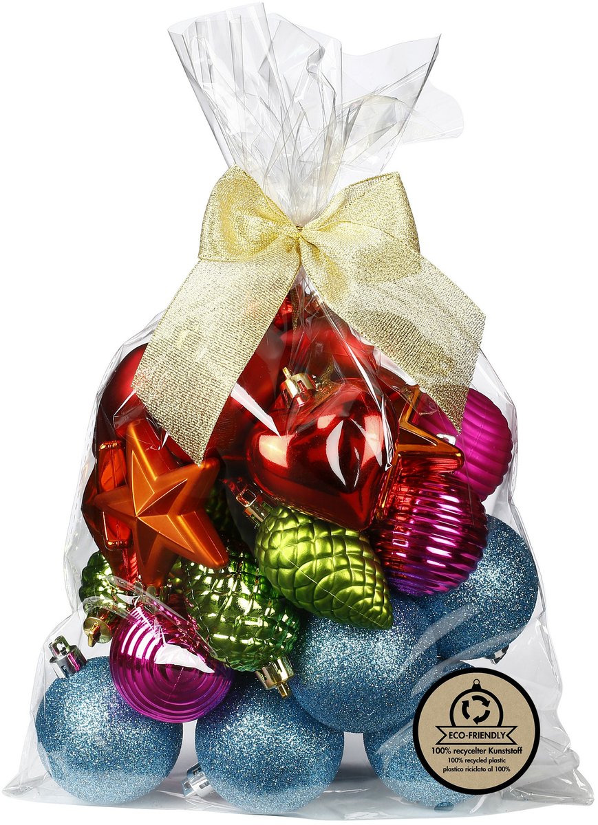 Inge Christmas Kerstballen en ornamenten set - 46x st - kunststof - gekleurd - kerstversiering