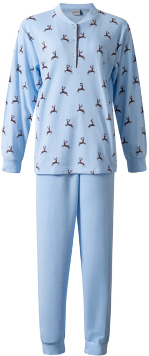 Lunatex warme dames pyjama 124286 - aangeruwd interlock - blauw