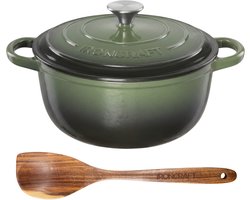 Ozocozy IRONCRAFT Gietijzeren Braadpan 2-4 Personen - 3,5L - Dutch Oven 24 cm - Alle Warmtebronnen…