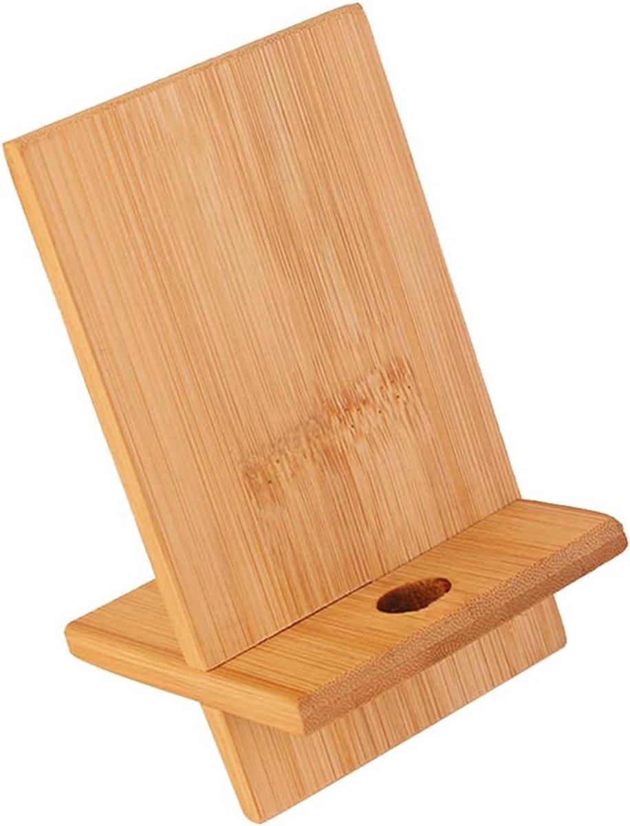 l mobiele telefoonhouder, tabletstandaard, tafelhouder, mobiele telefoonhouder voor alle mobiele telefoons met bamboe laadgat