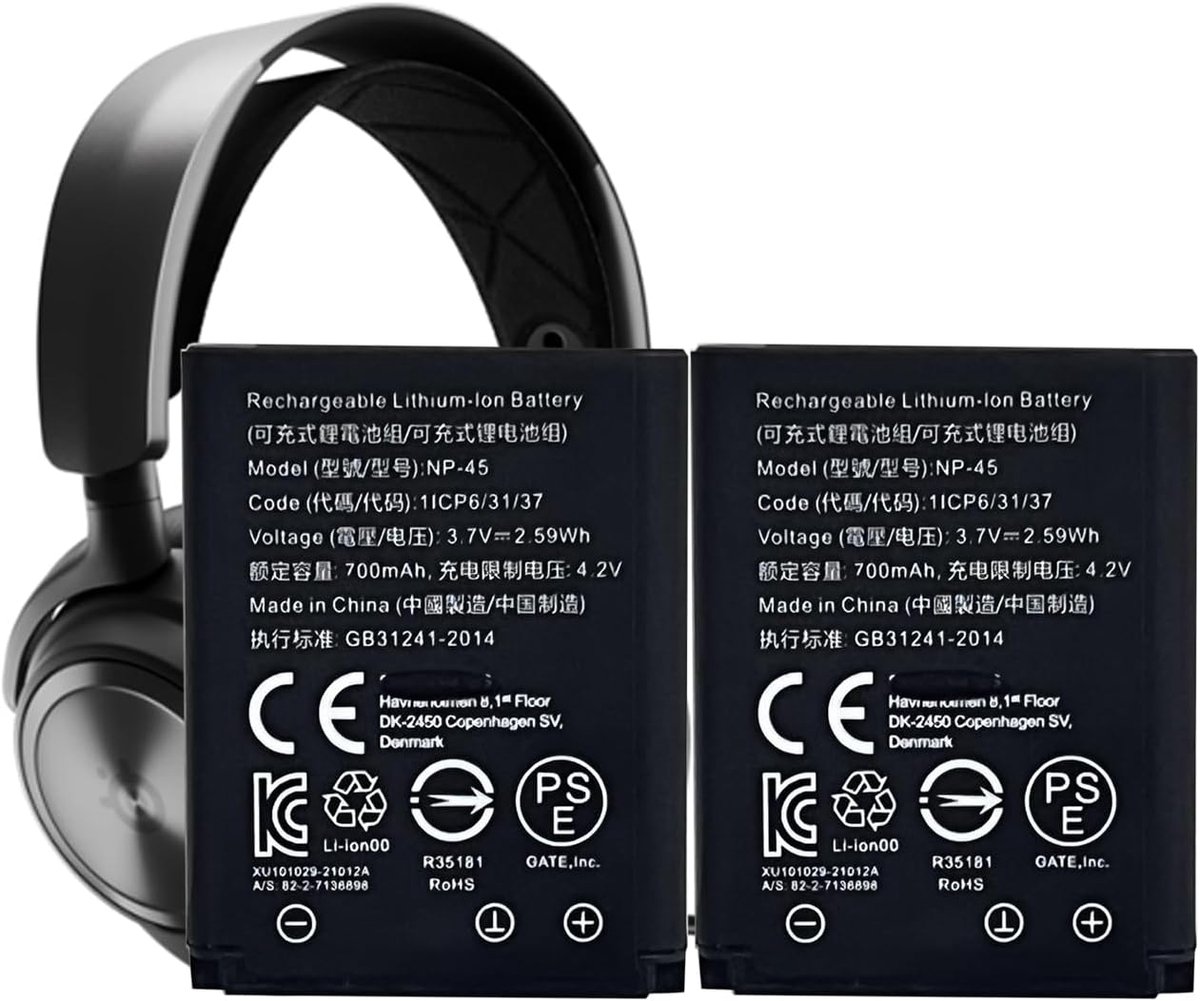 2 x vervangende accu compatibel met [SteelSeries] 61527, Arctis Nova Pro 82-2-7136898 (vervanging voor NP-45)