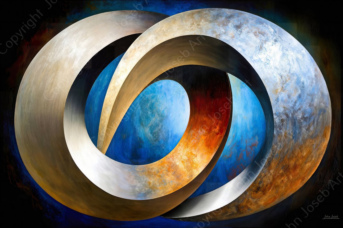 John Joseb Art (Aluminium) 120x80 | Geometrisch abstract, industrieel, metaal, aluminium, staal, kunst | zwart, blauw, bruin, koper, grijs, zilver, modern | foto-schilderij op dibond, metaal wanddecoratie