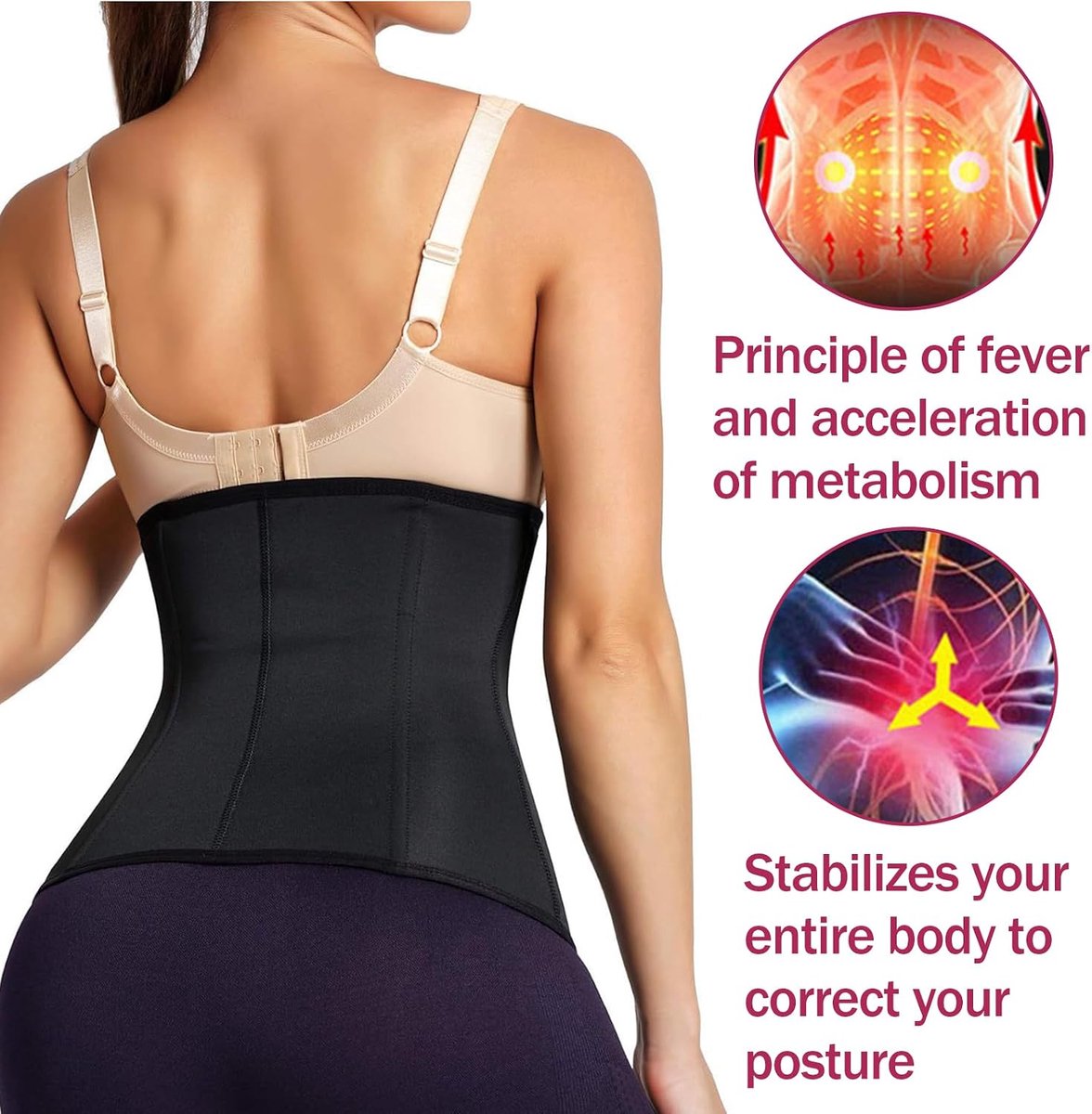 Taille Trainer Voor Vrouwen, Verstelbare Haak & Oog Sluiting Buik Tucker, Dames Underbust Corset Taille Trainer, Zwart, Maat M