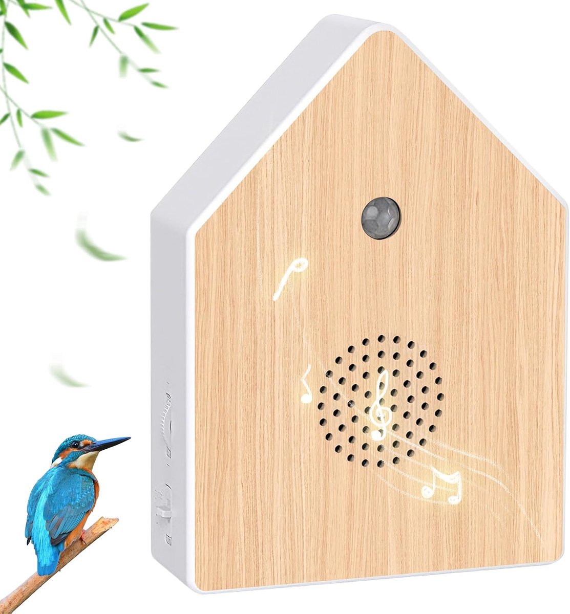 Vogelgeluidbox met bewegingssensor - Bewegingsmelder - met wandhouder - Vogelgeluiden - Vogelhuisje Met Gelui - Ontspannend Vogelgezang - Vogelgeluiden Huisje - Bewegingsmelder Geschikt Voor Vogels