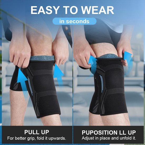 Kniebrace voor Compressie en Ondersteuning bij Meniscus Scheur, Artritis en Gewrichtspijn - 2 Stuks voor Sport en Activiteiten — afbeelding 2