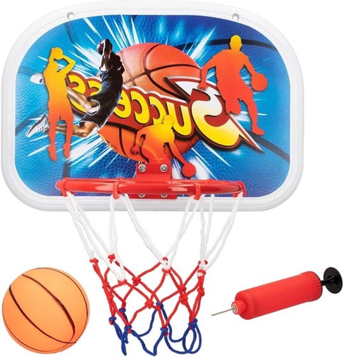 Basketbalkorf voor kinderen - 46 x 33 cm - mini-basketbal - diameter 13 cm - inclusief handpomp - vanaf 3 jaar