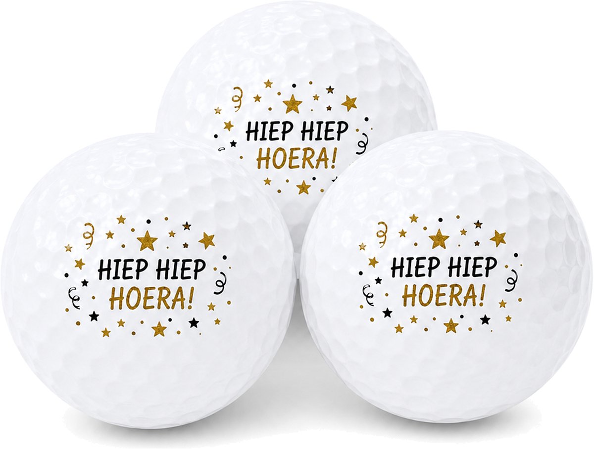 Wilson Golfballen Hiep Hiep Hoera - Verjaardag Golf Cadeau - 3 stuks