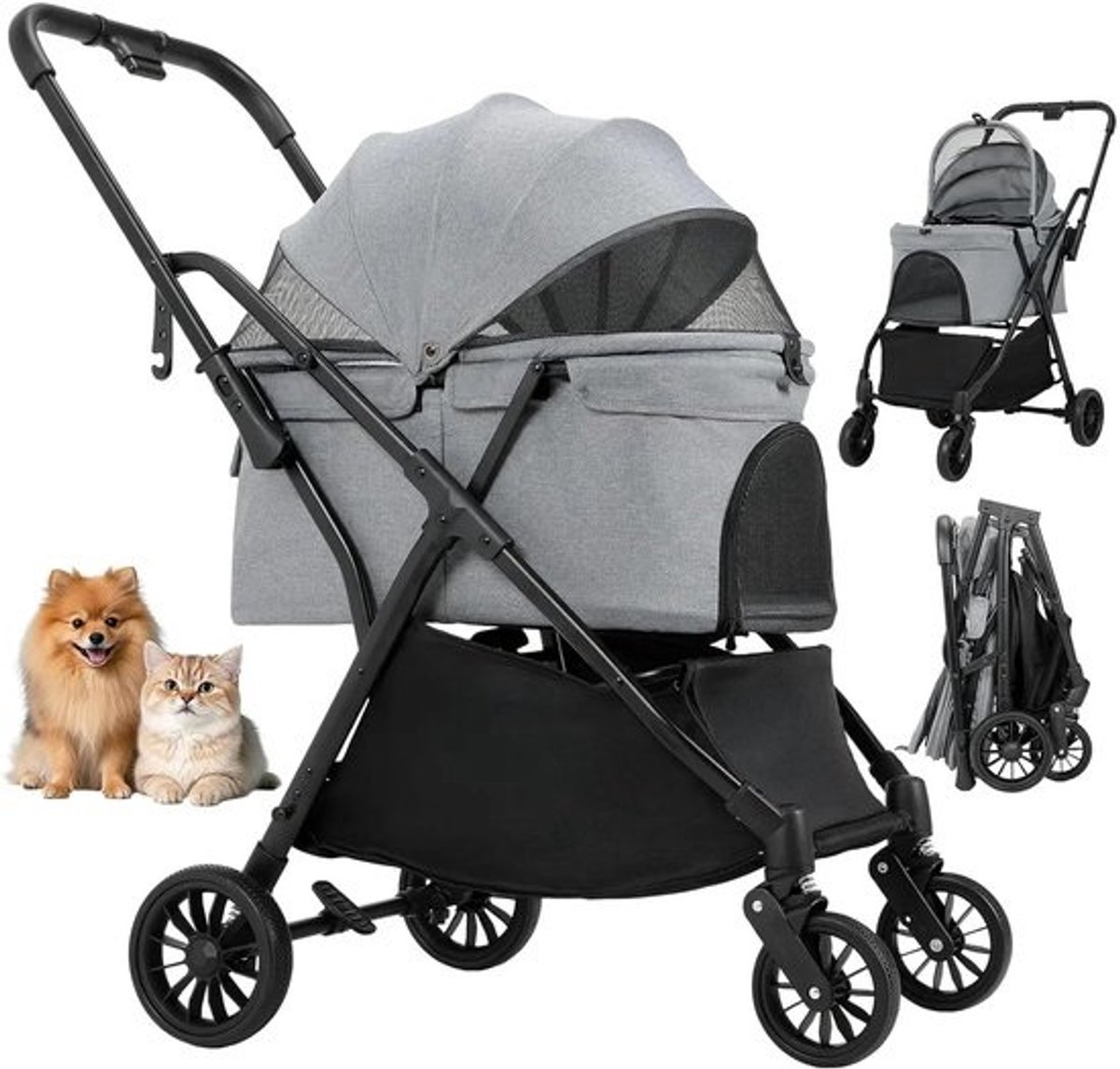 Opvouwbare Hondenbuggy Kattenwagen Draagbaar Tot 20 kg